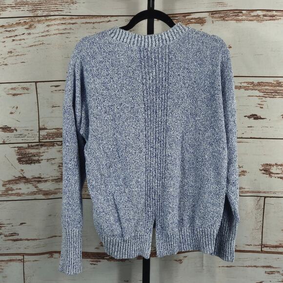Banana Republic Marled Cutout-Back Pullover Sweater Blue Size Large - Picture 2 of 7